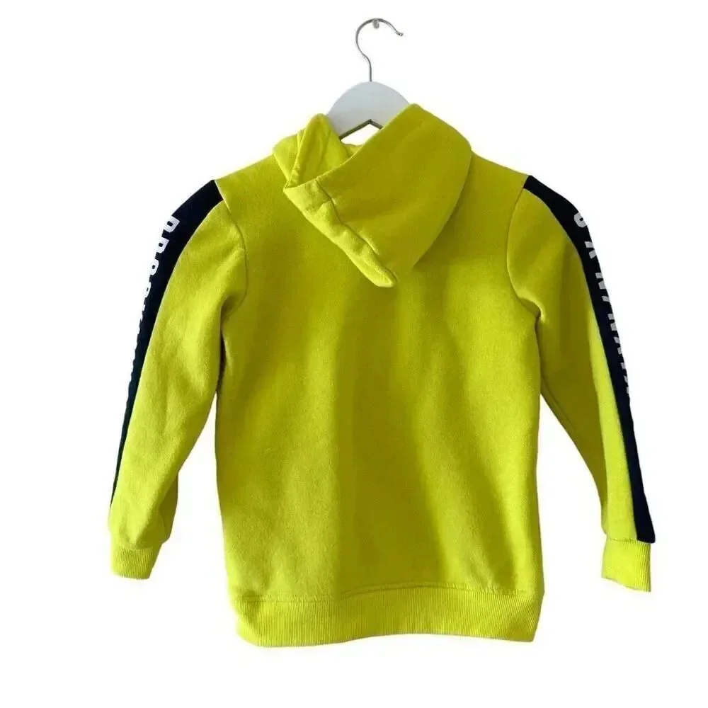 Dopodopo Neon Yellow Boys Cotton Blend Long Sleeves Hooded Sz S